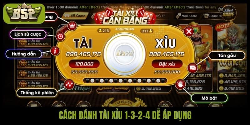 Cách đánh tài xỉu 1-3-2-4 dễ áp dụng
