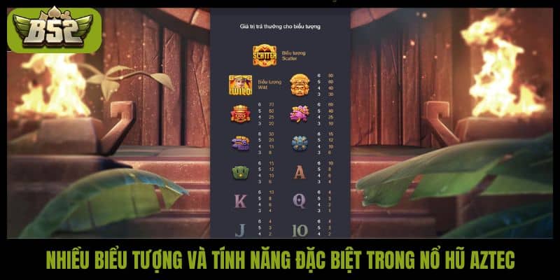 Nhiều biểu tượng và tính năng đặc biệt trong nổ hũ Aztec